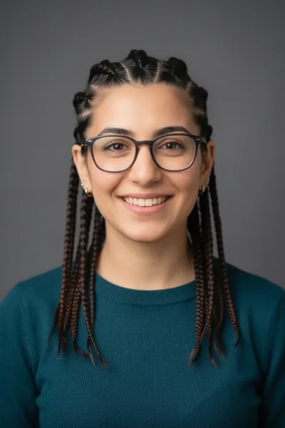 Junge Frau mit Cornrow-Braids nach der Generierung